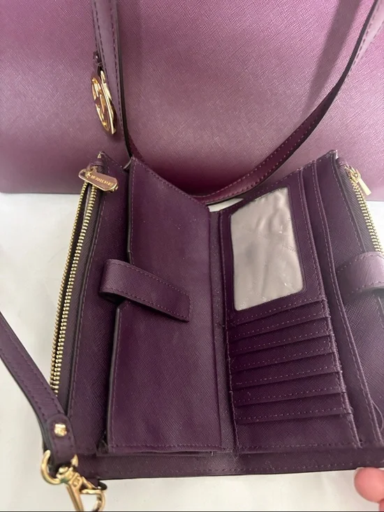 Michael Kors Deep Plum Saffiano Tote with Matching Wristlet - Picture 6 of 13